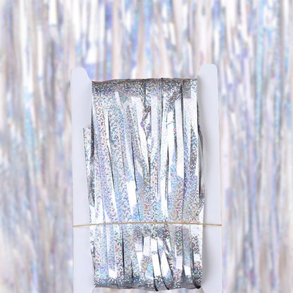 Metallic Tinsel Foil Fringe Curtains Photo Backdrop Glitter Streamers Foil Fringe Backdrop Curtain for Xmas Wedding Background