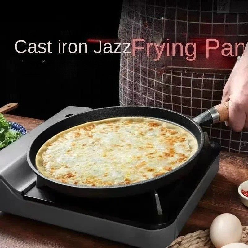 26cm Cast Iron Frying Pan Uncoated Non-stick Egg Pancake PanCrepe Maker Steak Frying Pot Gas Induction Cooker Kitchen Cookware