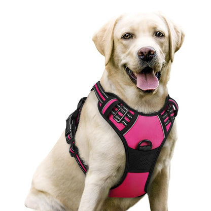 Colete para Cães Antitração com 2 Clip para Guia, Ajustável, Acolchoado Macio, Refletivo Oxford, Não Estrangula, com Alça de Fácil Controle
