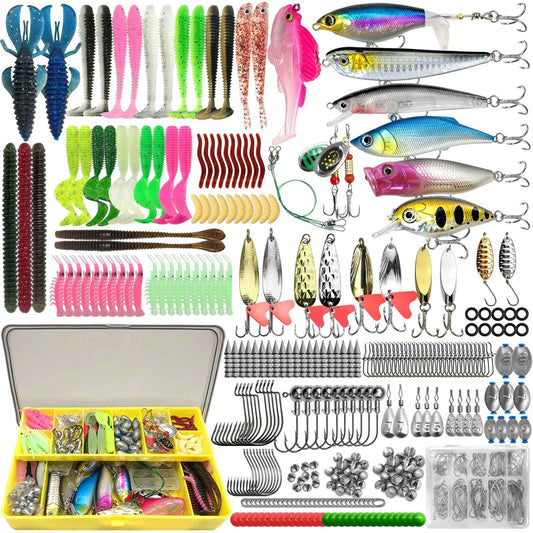 Kit de Iscas de Pesca 83/133/193/239/409 peças para Truta/Lúcio/Baixo, Conjunto de Iscas Múltiplas, Caixa de Pesca Profissional em Camadas