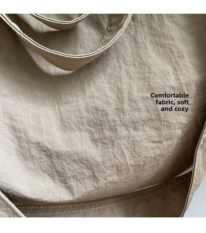 Lazy Style Nylon Crossbody Shoulder Bag Women Casual Large Capacity Bucket Tote Bag Lightweight Japan Style Simple Handbag