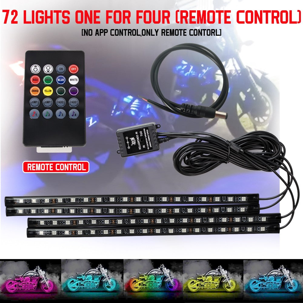 Motorcycle Atmosphere Led Light Strips Waterproof RGB Wireless RF Remote APP Control Motorbike Universal Decorative lights