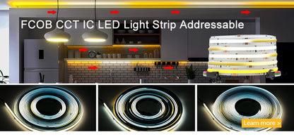 FCOB SPI RGB IC LED Light Strip WS2811 Addressable 720 630 LEDs Dream Color DC12V 24V WS2812B High Flexible FOB COB Lights