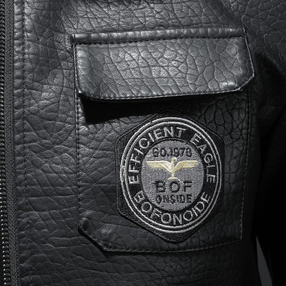 2024 New Men's Leather Coat Pilot Motorcycle Leather Coat Regular Thickened Large Leather Coats Embroidered Pocket Men Jacket
