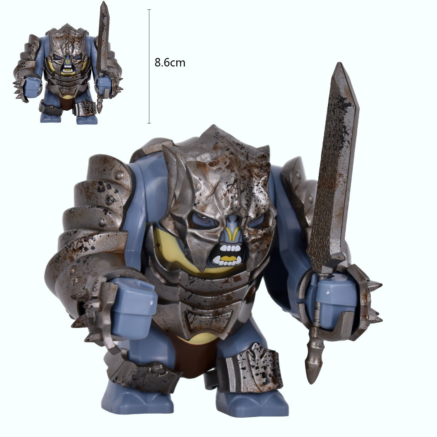 Medieval Cave Troll Building Blocks Weathered Rust Armor Rich Accessories Large Posable Brick Figure Fantasy Collectible Toy