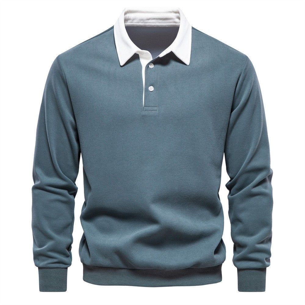 Men's Autumn Long-Sleeved POLO Collar European Size Sweater - Trendy, High-Quality, Casual, Versatile and Loose-Fit Top