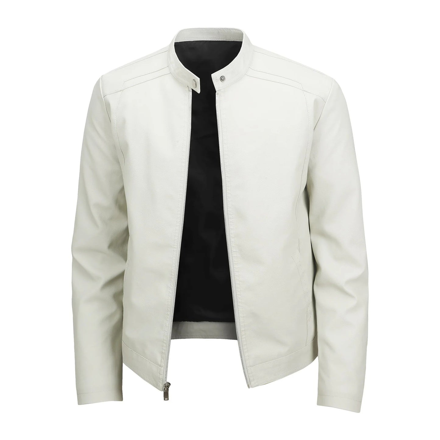 Men's Biker Leather Jacket Autumn Winter Thickened Fleece Casual Versatile Slim Fit Large Size PU Leather Coat