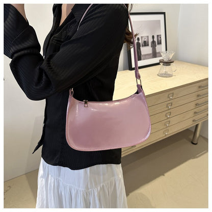 Women's Patent Leather Handbag Versatile Fashion Shoulder Casual Commuting Bags Girl Brand Designer Zipper Handbag Korean 2025