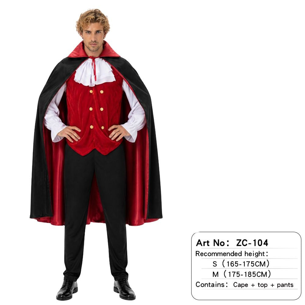 Adult Vampire Costume Men's Medieval Gothic Costume Set Suitable for Halloween Parties Movie Theme Cosplay Costume
