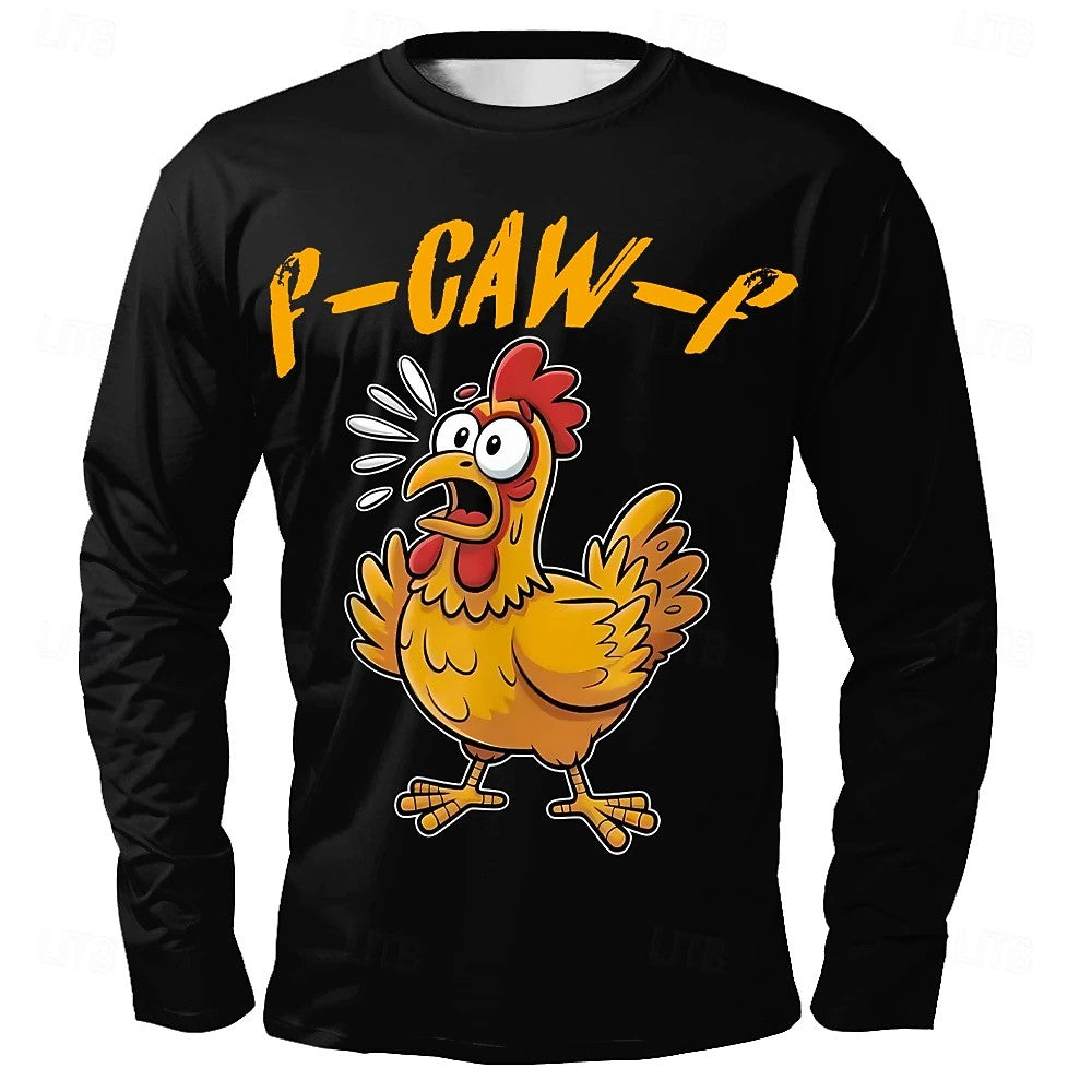 Men's Funny Slang T-shirt Long Sleeve T Shirt 3D Print Crew Neck Shirt Fashion Daily Basic Street Apparel Casual Daily Clothing