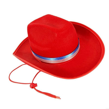 L5YA Elegant Homburg Hat with Unique Patriotic Band Flat Wide Brimmed Hat Surprise Gifts Headwear for Vacation Photo Props