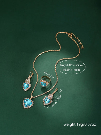 5PCS Wo5PCS Women's Love Set Diamond Dial Fashion men's Love Set Diamond Dial Fashion Versatile Alloy Case Pointer Leather Watch