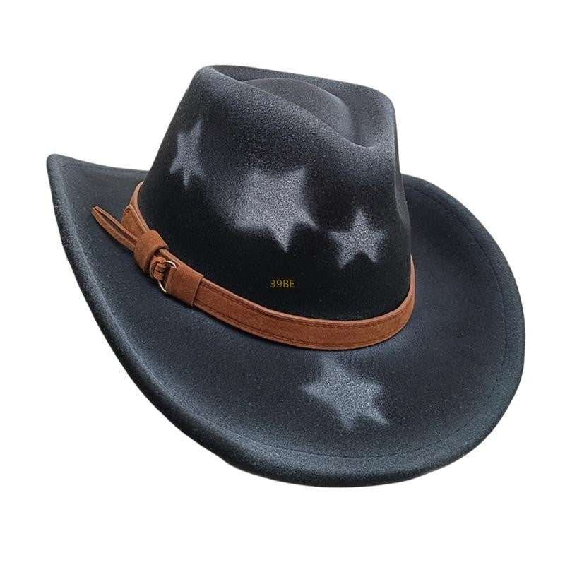 Homburg Cowboy Hats Old Fashion Porkpie Hat Stylish Panama Hat Belt Fedoras