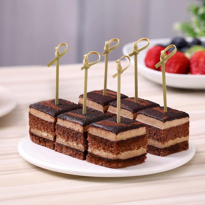 Palitos de Coquetel Espetos de Nó de Bambu Natural Palitos de Comida Mini Palitos de Dente Decorativos para Bebidas Frutas e Guarnição de Tábua de Frios