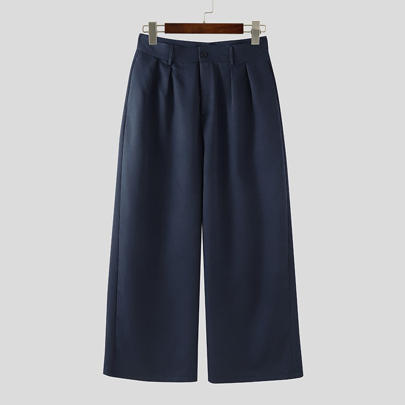 INCERUN Men Wide Leg Pants Solid Button Joggers Loose Casual Trousers Men Streetwear Korean Style Fashion Male Long Pants S-5XL