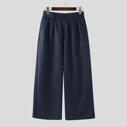 INCERUN Men Wide Leg Pants Solid Button Joggers Loose Casual Trousers Men Streetwear Korean Style Fashion Male Long Pants S-5XL