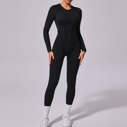 One-piece Yoga Jumpsuit Women Long Sleeved Set Quick Drying Yoga suit Gym Training Suit  Sportswear Bodysuits Women Fitness Set