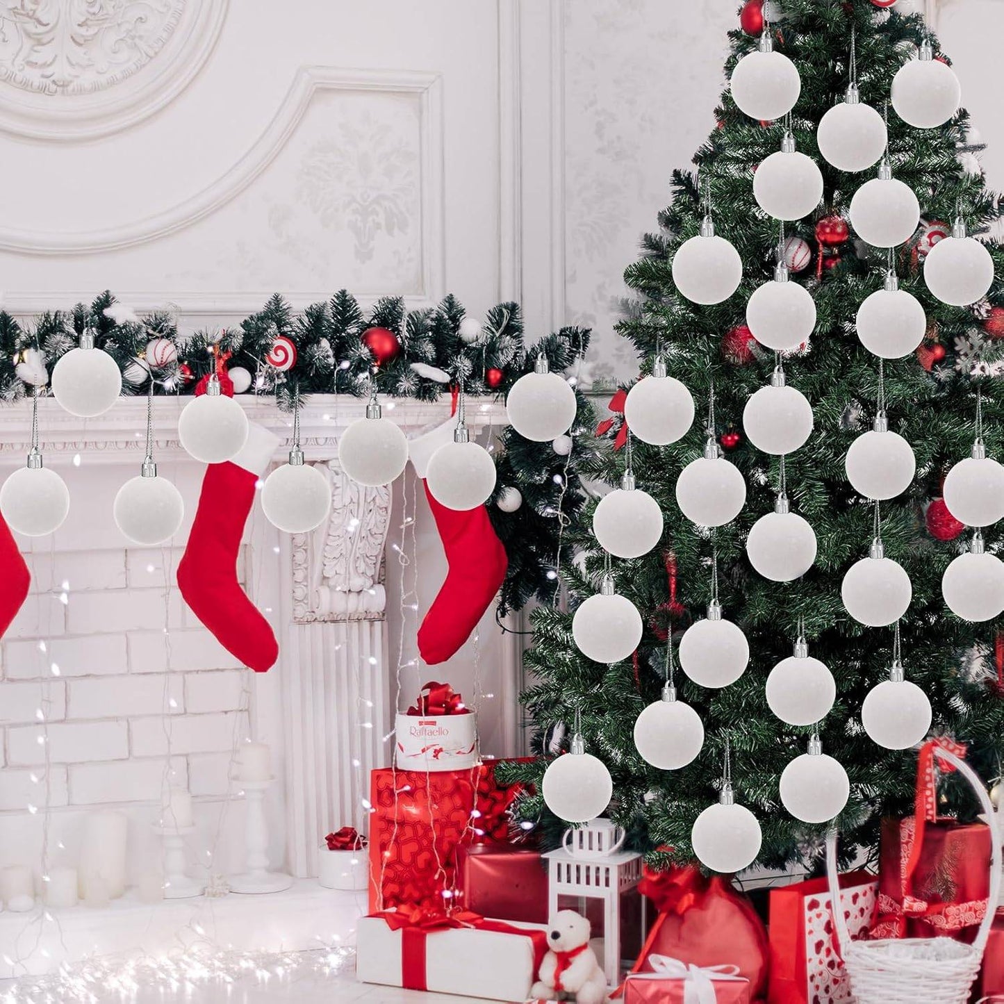 1/30pcs 6cm Wine Red Velvet Christmas Balls for Xmas Tree Flocked Xmas Ball Hanging Pendents Festival Party Home Decor Supplies