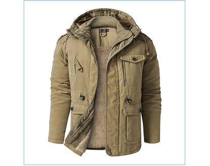 Winter Mens Fleece Warm Jackets Fashion Men Thicken Thermal Tactical Hooded Coats Men Outdoor Multi-pocket Windbreaker Jacket