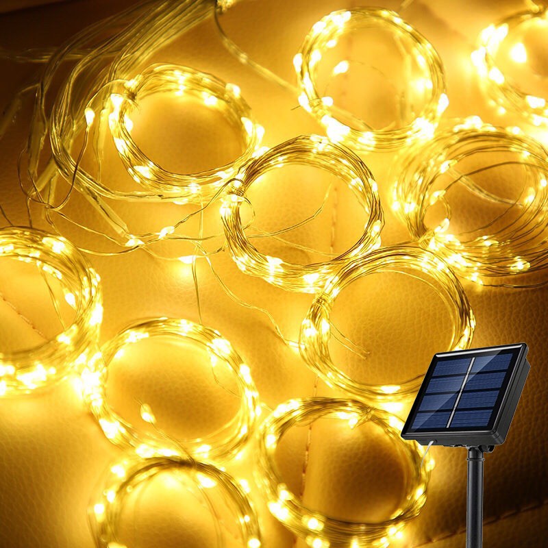 Solar Curtain Light Outdoor Waterproof Solar Fairy Garland String Lights for Garden Yard Pavilion Wedding Party Holiday Decor