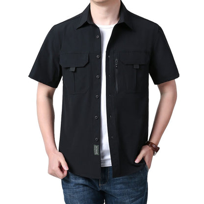 Men's Breathable Short Sleeve Shirt Men Casual Tactical Cargo Shirts Summer Quick Dry Hiking Work Shirts for Man Short-sleeved