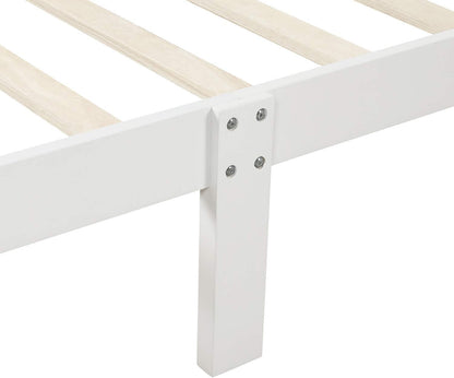 Wood Platform Bed Twin Bed Frame Mattress Foundation Sleigh Bed with Headboard/Footboard/Wood Slat Support