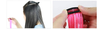 Apliques Sintéticos Presilha de Uma Peça Extensões de Cabelo Arco-Íris Cabelo Sintético Liso Peças de Cabelo de 45cm Longo Ombré Rosa Roxo Vermelho Azul