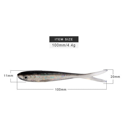 MEREDITH 5 pçs 100mm 4.4g Iscas macias de pesca para água salgada e doce Silicone Minnow Vermes Wobblers Isca artificial Bass Tackle Jigs