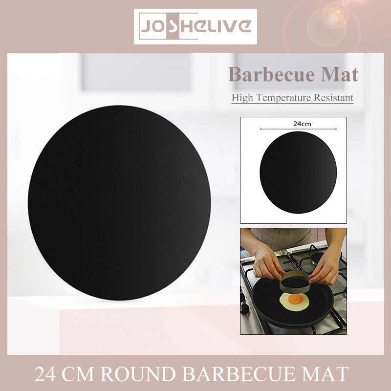 Non-stick Teflon Heat Resistant Pad Reusable Round Pan Pad Doormat Pan Barbecue Grill Doormat Dia 24 cm Baking Tool