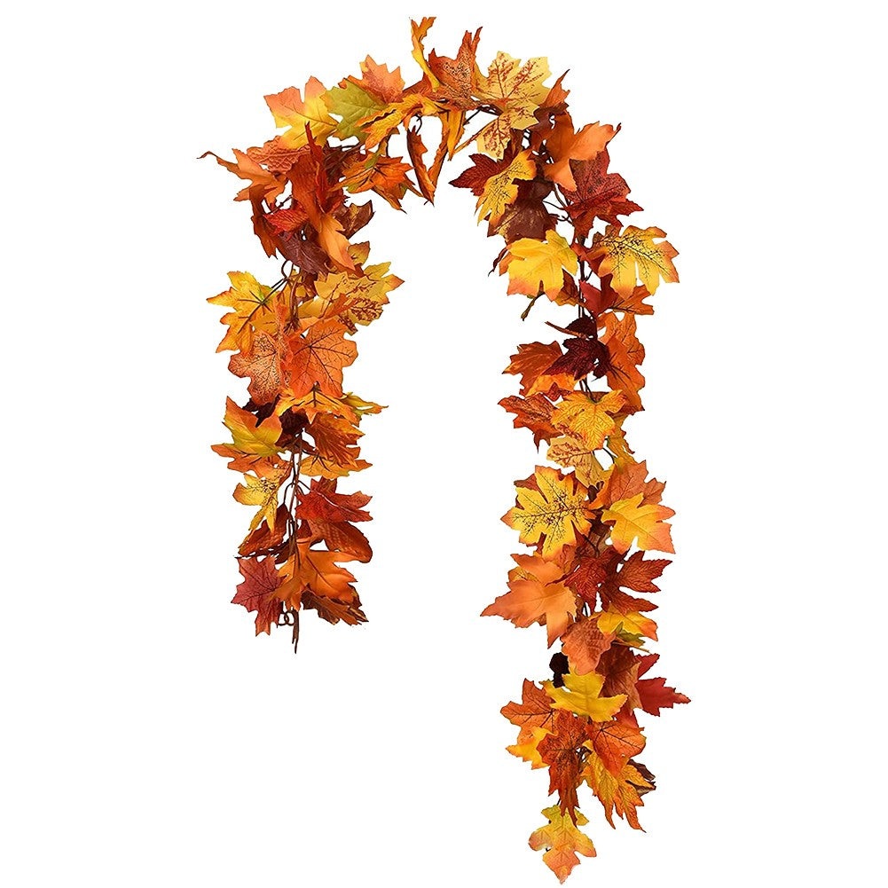 1/2Pcs 175cm Artificial Fall Maple Leaf Garland Fake Plants Autumn Decor Leaves Vine for Thanksgiving Halloween Decoration Gifts