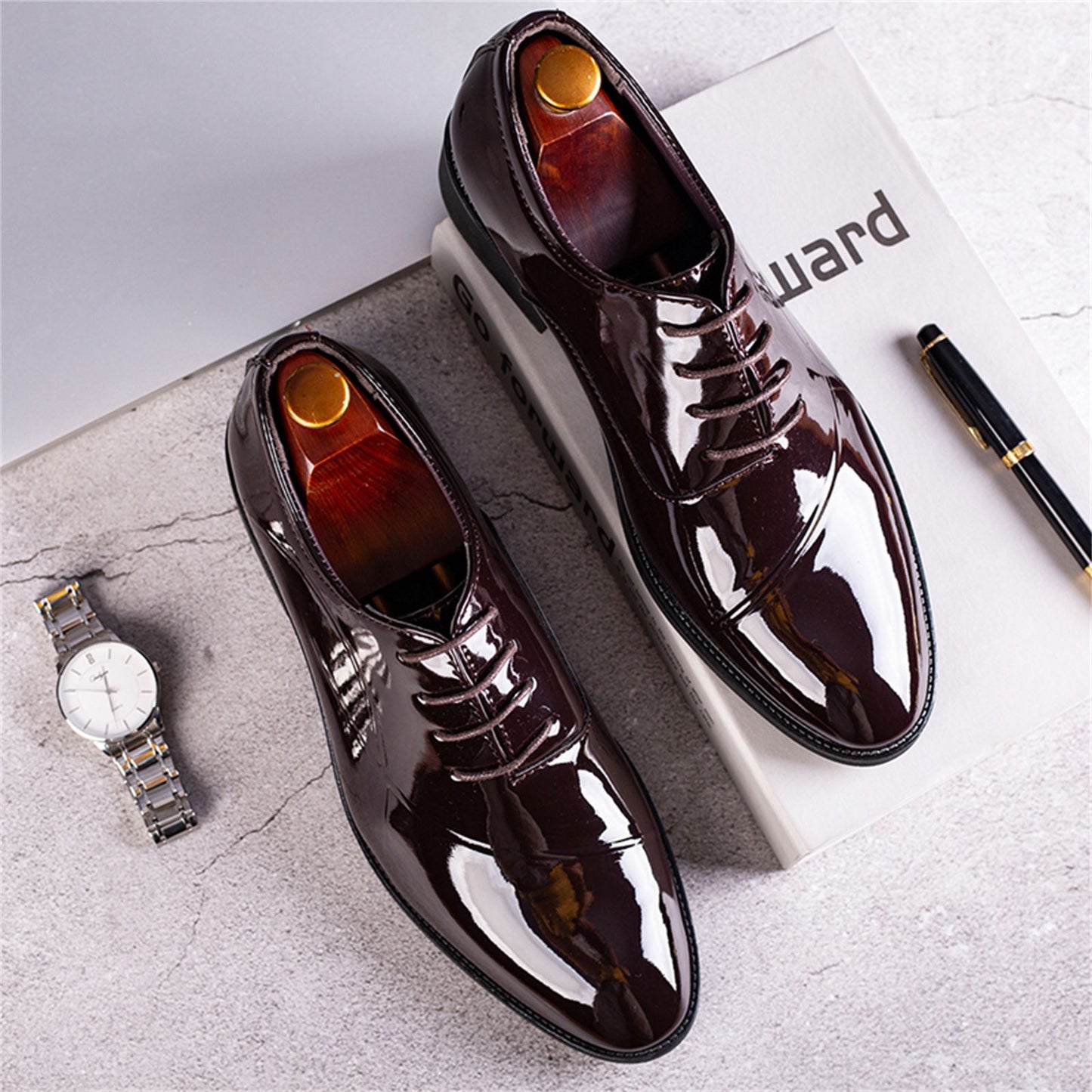 Men's Dress Shoes Classic Modern Formal Business Oxford Shoe X Stripe Comfortable Tuxedo Casual Lace-up Formal Shoes