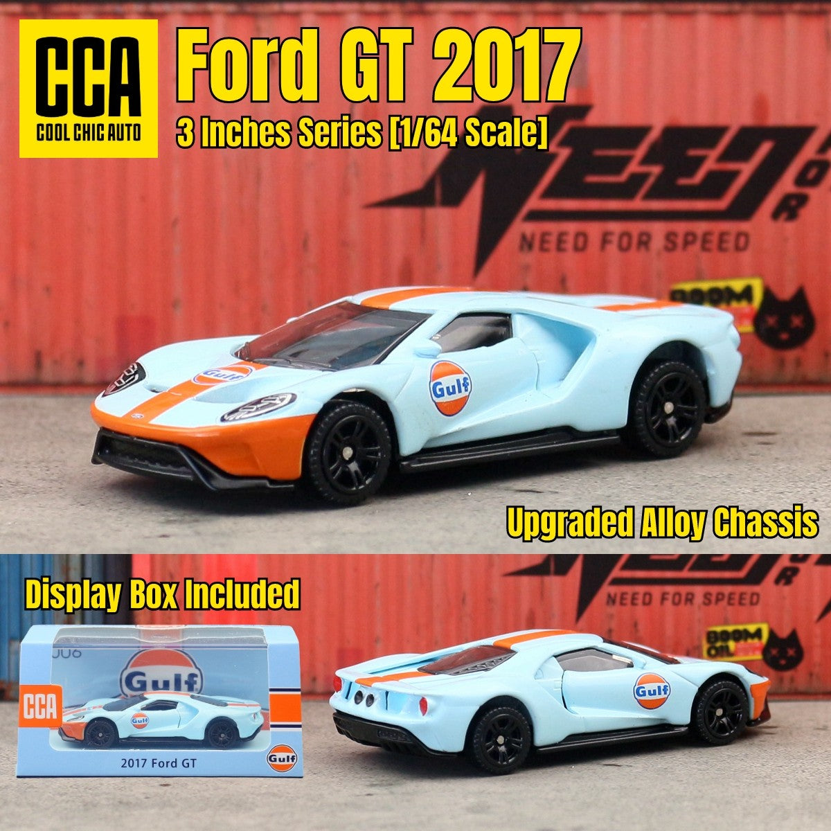 CCA 1/64 Carrinho de Brinquedo Diecast Com Caixa de Exibição GULF BMW Volkswagen Lamborghini Chevrolet Ford Rodas Livres Coleção Miniatura