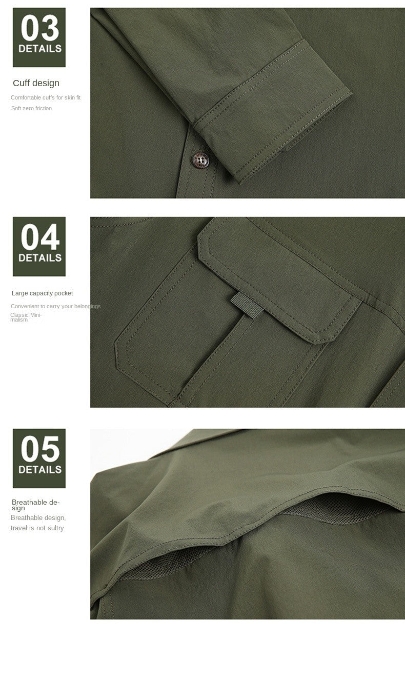 Summer Jacket Upf 50+ Sun Protection Fishing Shirts Men's Quick Dry Long Sleeve Shirts Mesh Breathable Hiking Work Cargo Shirts