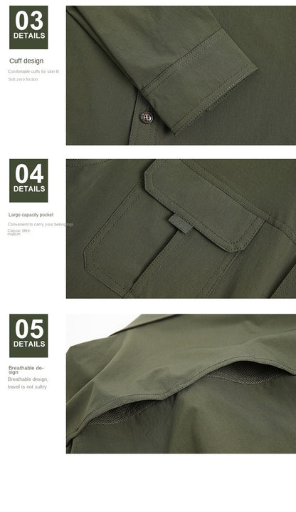 Summer Jacket Upf 50+ Sun Protection Fishing Shirts Men's Quick Dry Long Sleeve Shirts Mesh Breathable Hiking Work Cargo Shirts