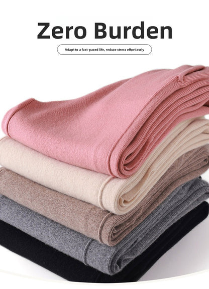 High Waist Wide Leg Woolen Pants Women's Loose Casual Black Long Trousers Autumn Fashion Elegant Commuting Style