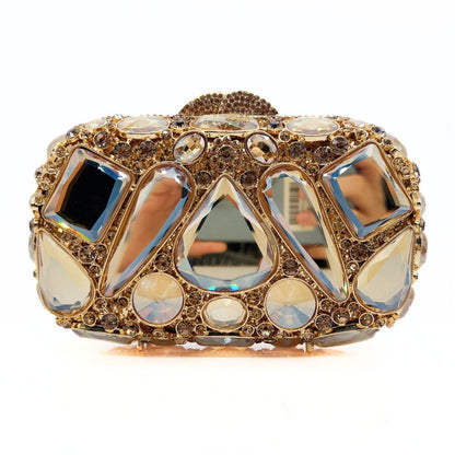 XIYUAN Luxury Women Red Crystal Clutch Purse Bag Evening Bags Wedding Bride Rhinestone Purses For Party Dinner Diamond Handbags