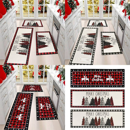 60/80/120CM Christmas Elk Floor Mat Xmas Tree Kitchen Rug Doormat Home Decor Navidad Natal Christmas Decorations For Home 2025