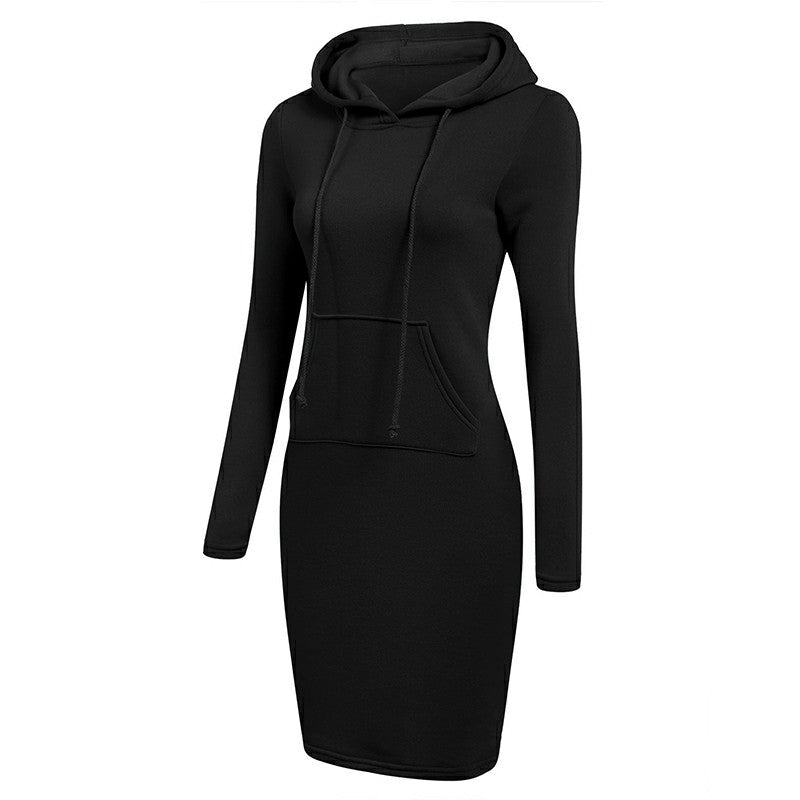 Fashion Sweatshirt Dresses Women's Pocket Hooded Casual Dresses Mini Dresses