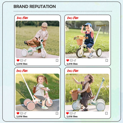 5 in 1 Toddler Tricycles for 1-3 Year Olds Boy Girl Toy, Baby Balance Bike 1 Year Old Kids Gift with Parent Steering Push Handle