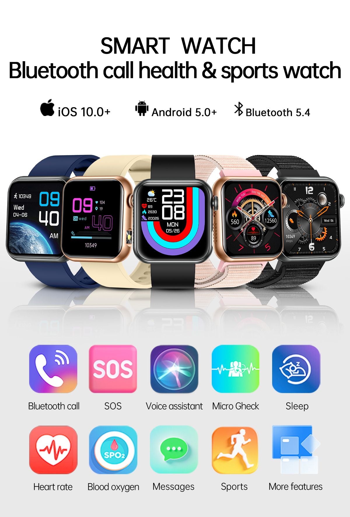 2025 Novo Smartwatch Feminino de LED com IA, Diagnóstico Inteligente, Monitor de Saúde HRV+PPG, Pressão Arterial, Oxigênio no Sangue, IP68, NFC?