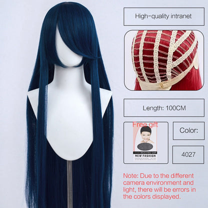 Synthetic Cute Cosplay Wig 40-inch Oblique Bangs Anime Costume Long Straight Lolita Wig Party Wig