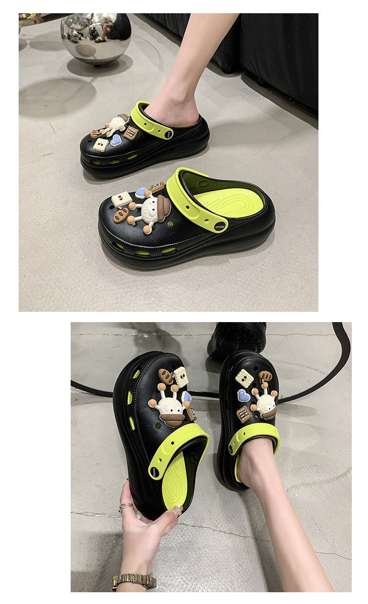 Fashion Diy Clogs Sandals Women 2024 Summer Chunky Platform Slippers Woman Thick Bottom Closed Toe Beach Slippers Mujer