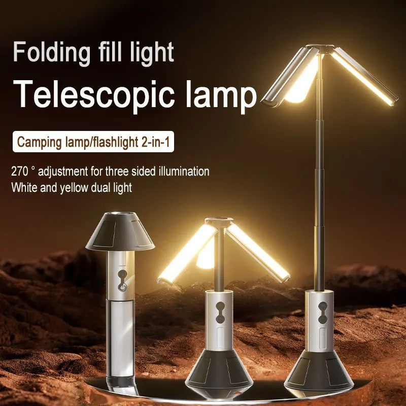 Light 2 in 1 Rechargeable Telescopic Camping Lantern Multi-functional Camping  Flashlight with Hook Outdoor Emergency Work Light