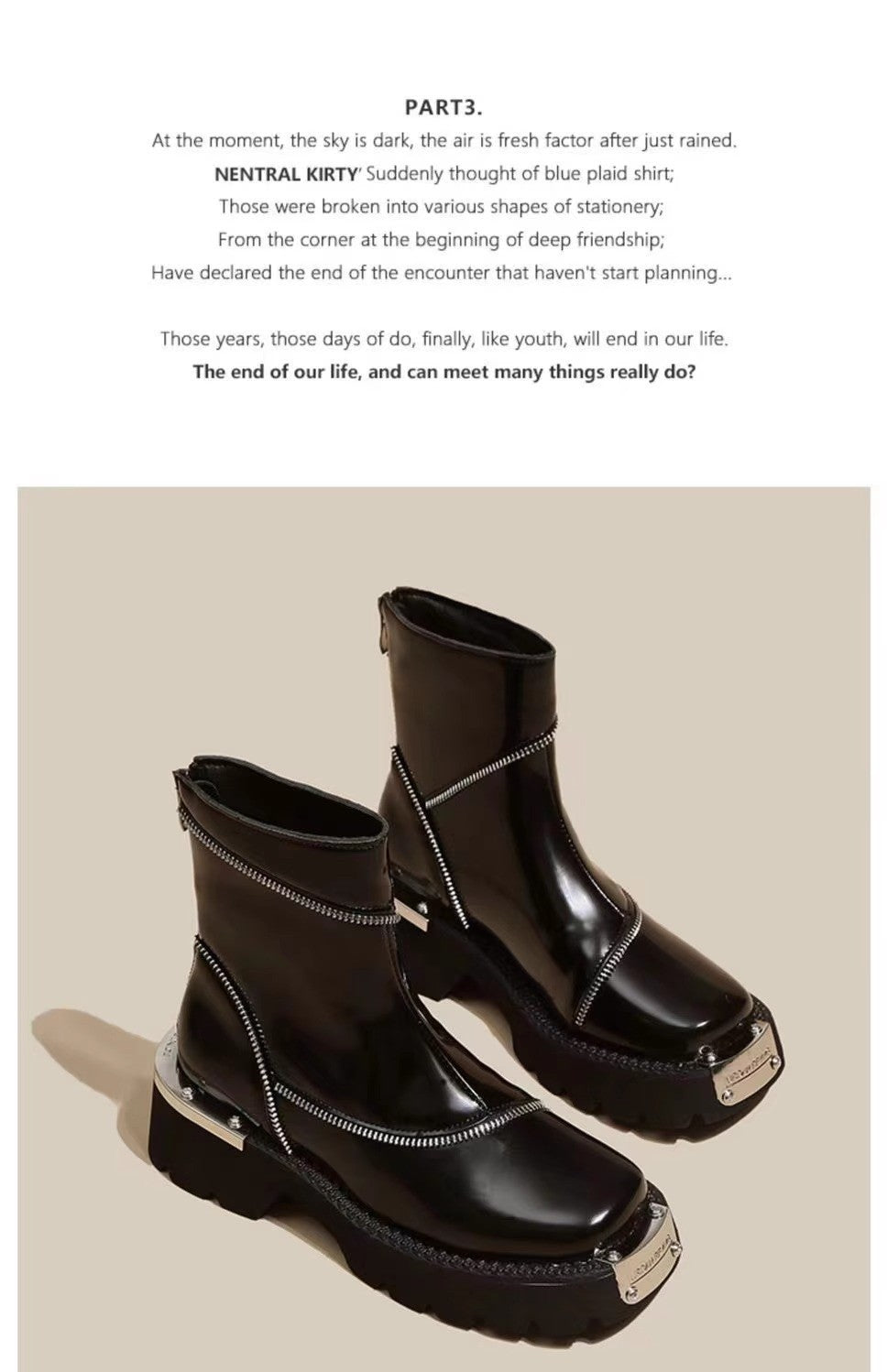 High Quality Black Shoes for Women Platform Boots Street Round Toe Ladies Shoes Non-slip Thick-soled Goth Boots Zapatos De Mujer