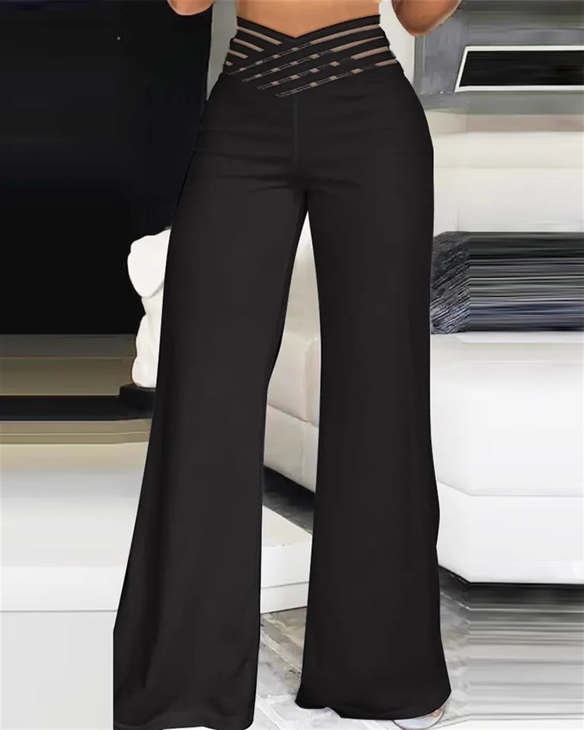 High Waist Hollow Out Pant Women Spring Summer Solid Retro Boot Cut Pants Korean Baggy Y2K Trousers Female Casual Outfit Clothes