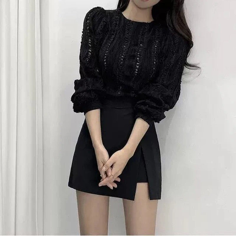 Black Mini Skirts Women Irregular Side Slits High Waist A Line Shorts Skirts Summer Korean Fashion Chic Hip Wrap Skirt Female