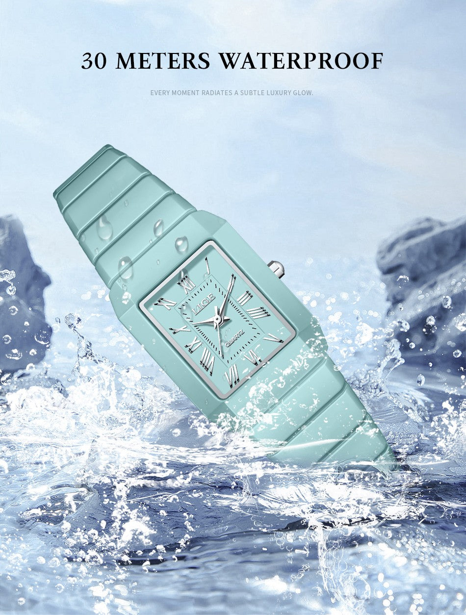 New Fashion LIGE Elegant Quartz Woman Watch Top Brand Luxury Ceramic Strap Waterproof Simple Dial Watches for Women Ladies Gifts