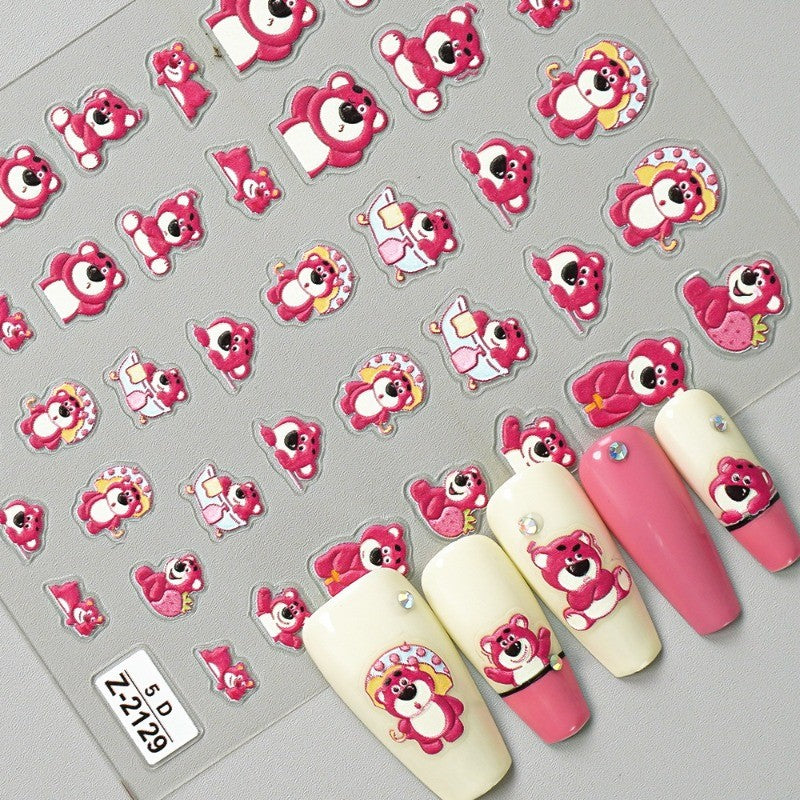 Adesivo de Arte para Unhas Disney Toy Story em Relevo 5D Desenho de Alienígena Lotso Decoração de Unhas Decalques Autoadesivos para Unhas DIY Decalque de Manicure