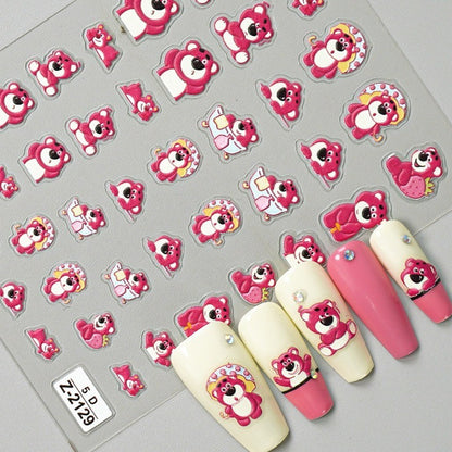 Adesivo de Arte para Unhas Disney Toy Story em Relevo 5D Desenho de Alienígena Lotso Decoração de Unhas Decalques Autoadesivos para Unhas DIY Decalque de Manicure