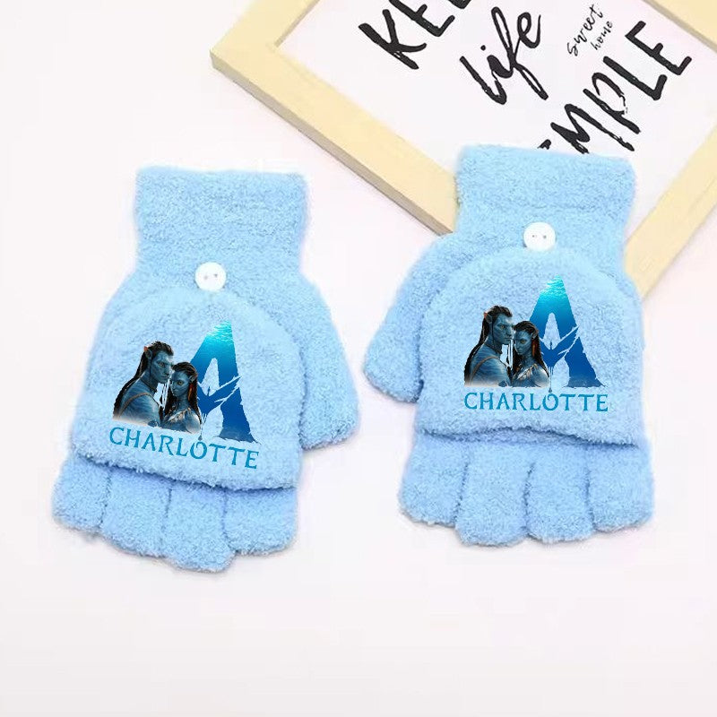 Luvas Avatar Fogo e Cinzas Disney para Menino Inverno com Capa Virada Luvas Crianças ao Ar Livre Quente Luva Fofa Acessórios de Roupa Infantil Presente